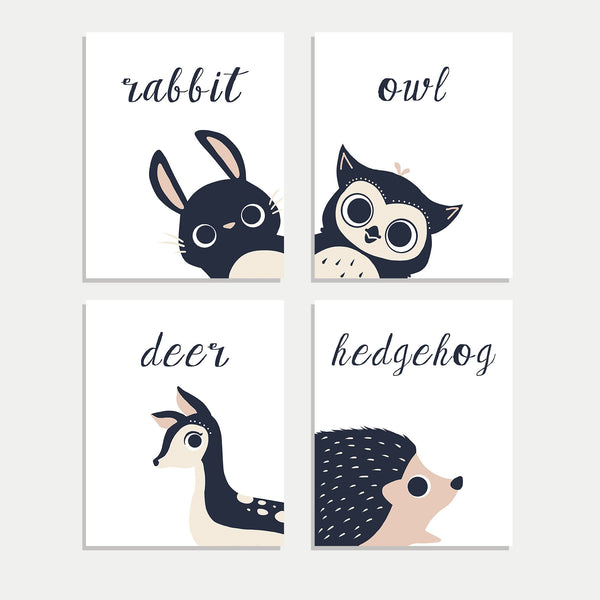 Peeking Animals in English, Spanish, French, Italian or Dutch - Set of Four 11x14 Canvas