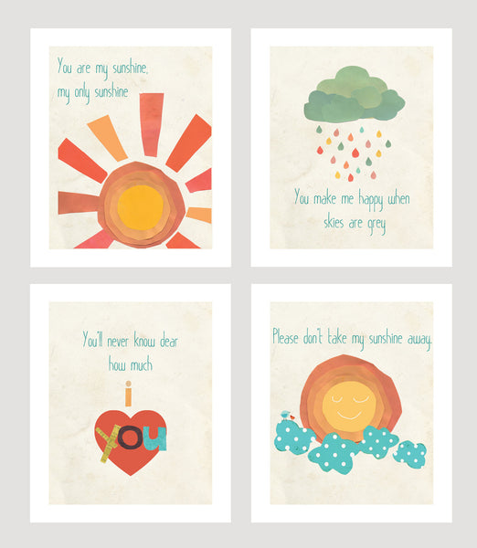 You Are My Sunshine Mini Collection - Set of Four 5 x 7 Wall Cards