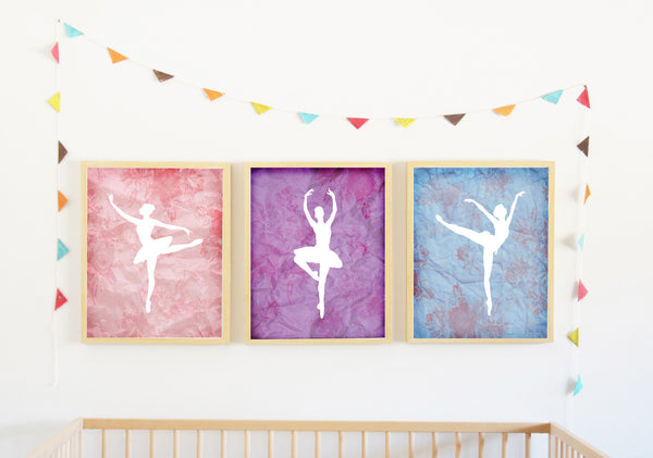 Canvas or Print, Tiny Ballerina Dancer Collection Set of 3