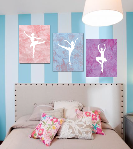 Canvas or Print, Tiny Ballerina Dancer Collection Set of 3