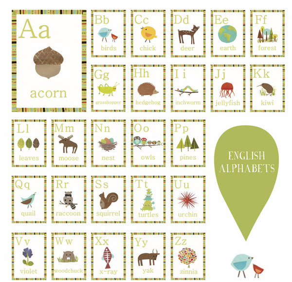 Nature Alphabet Wall Cards -  Set of 26 Wall Cards