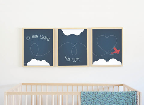 Canvas or Print, Let Your Dreams Take Flight Collection, Nursery decor, Baby's room, Playroom