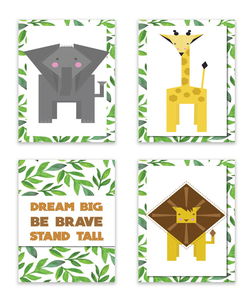 Print or Canvas, Collection Jungle Animals, Set of 4