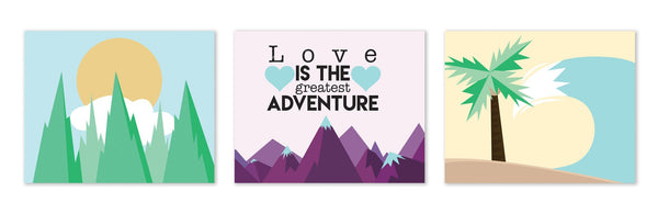 Print or Canvas,  Collection Love Is The Greatest Adventure, Set Of 3