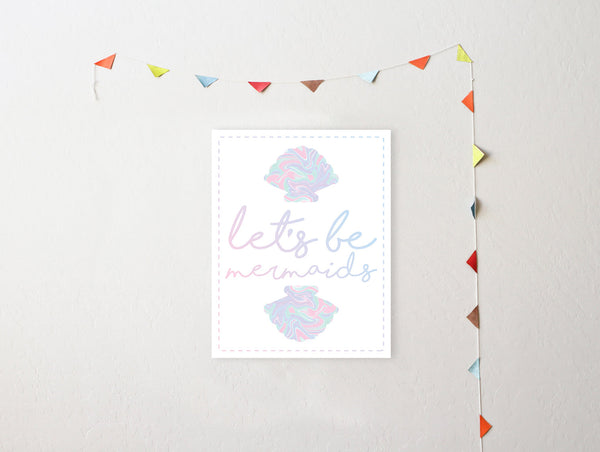 Print or Canvas, Let's Be Mermaids Colorful Shells
