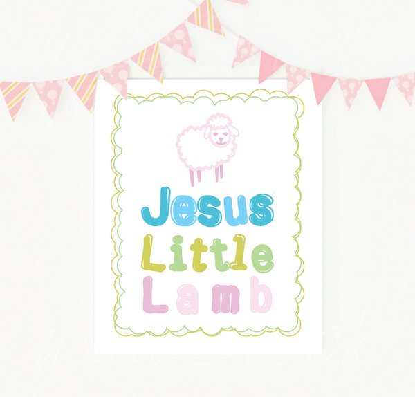 Print or Canvas, Jesus Little Lamb In Pink Sheep