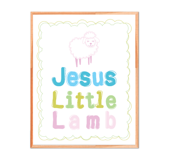 Print or Canvas, Jesus Little Lamb In Pink Sheep