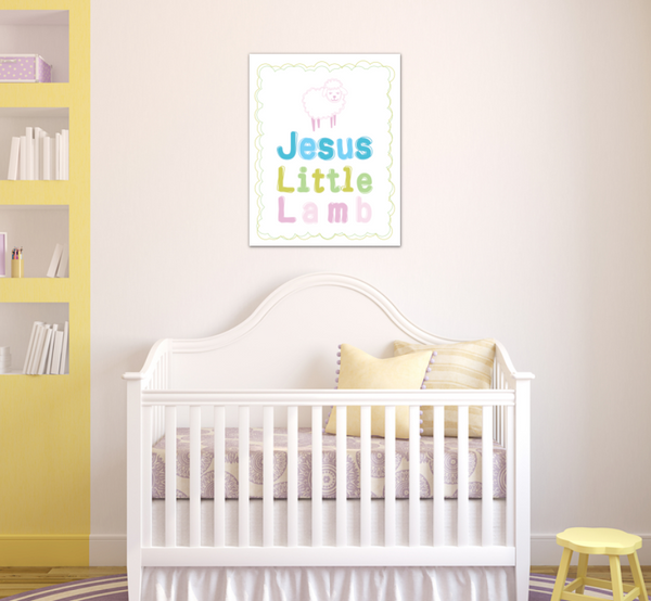 Print or Canvas, Jesus Little Lamb In Pink Sheep