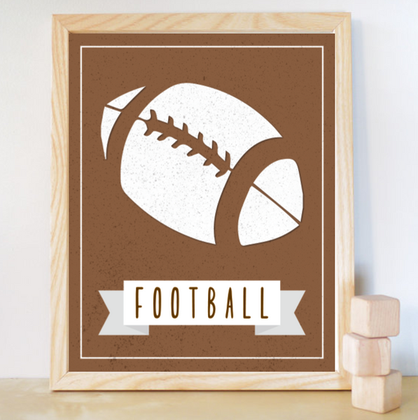 Canvas or Print, Sport Balls: Football, Pick Your Own Color!