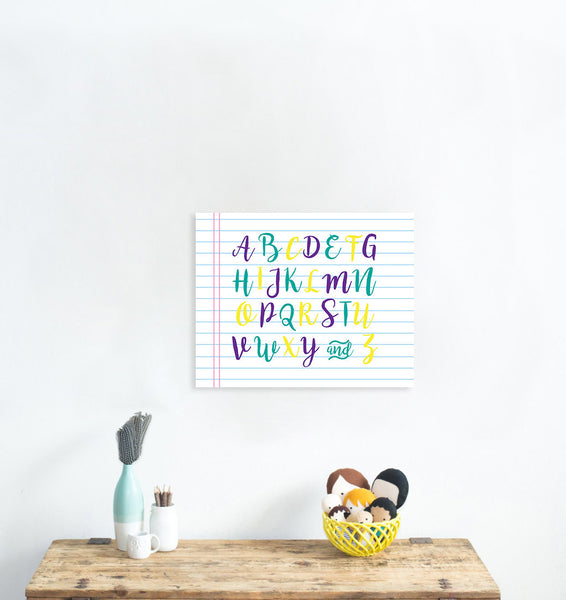 Canvas or Print, Alphabet Note Pad, ABC, Educational Art