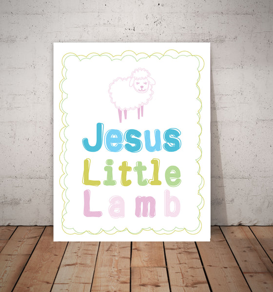 Print or Canvas, Jesus Little Lamb In Pink Sheep