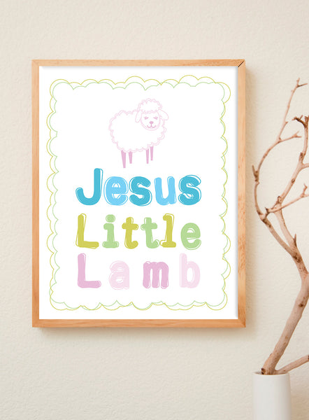 Print or Canvas, Jesus Little Lamb In Pink Sheep