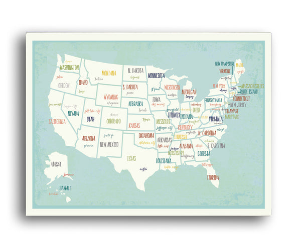 USA Capital Map Poster