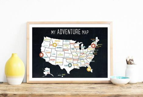 My Adventures USA Wall Art Map