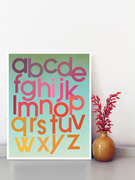 Mod Berry Alphabet, Print or Canvas, Educational Art