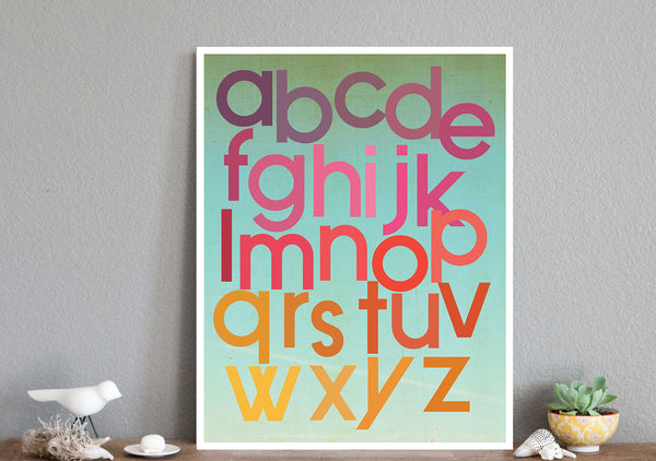Mod Berry Alphabet, Print or Canvas, Educational Art