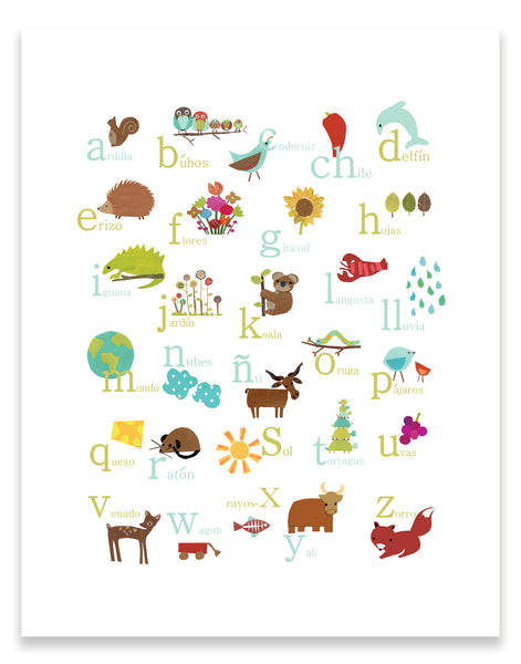 Multi Language Alphabet 11x14 Canvas or Print, ABC, Educational, Playroom Decor