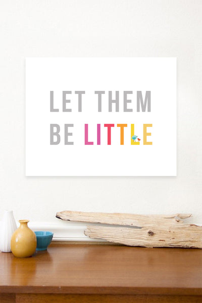 Let Them Be Little in Pink Children's 11x14 Wall Art, Canvas or Print, Inspirational Wall Decor