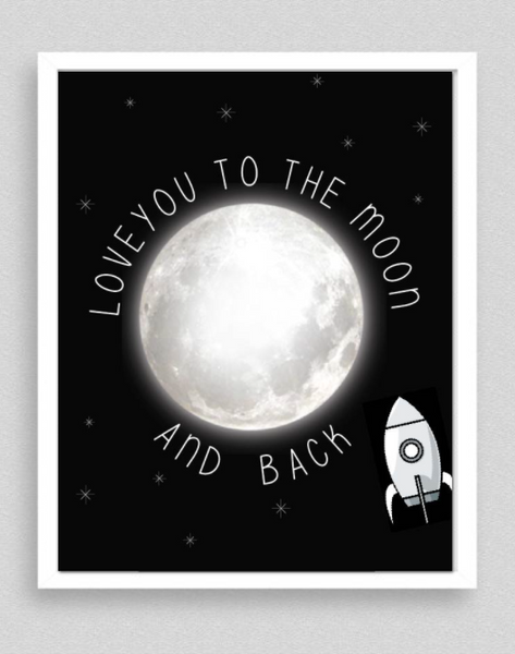 Canvas or Print, Love You To The Moon and Back - Rocket