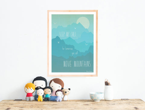 Move Mountains Wall Art Print for Boys, Girls or Baby's Room