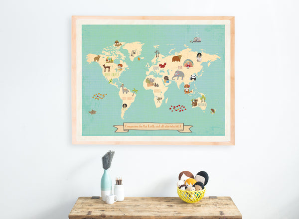 Global Compassion Wall Art Map