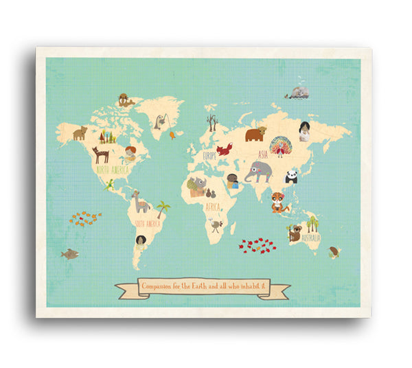 Global Compassion Wall Art Map