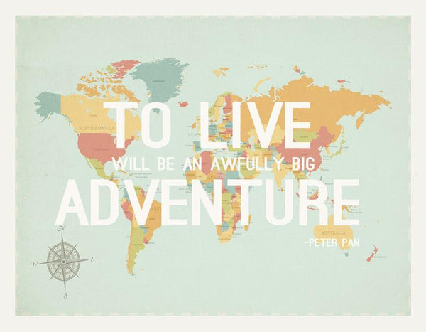 To Live World Map, Canvas or Print, Travel, Inspirational