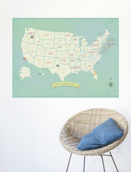 My Travels USA Map, Canvas or Print, Travel, Inspirational
