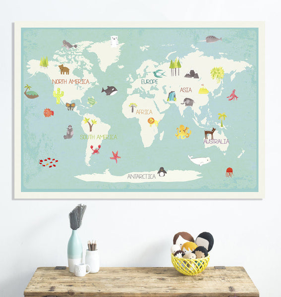 Our Earth Interactive Map, Canvas or Print, Educational, Travel, Inspirational