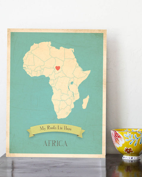 My Roots Personalized Continents Maps, Canvas, Educational, Playroom Decor