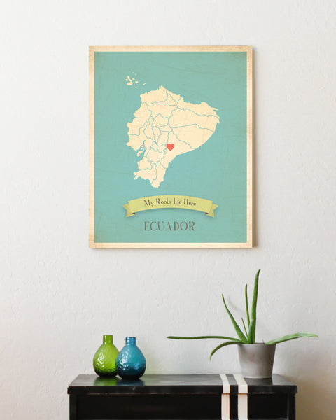 My Roots Personalized Country Maps Canvas, Educational, Playroom Decor
