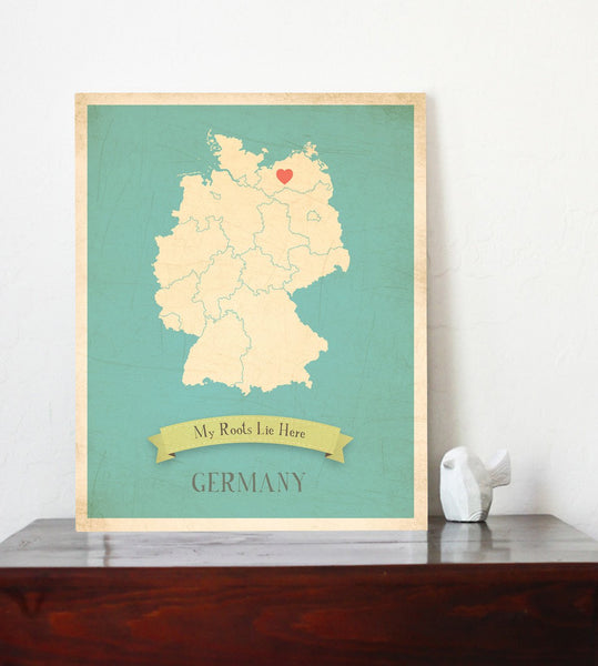 My Roots Personalized Country Maps Print, Educational, Playroom Decor