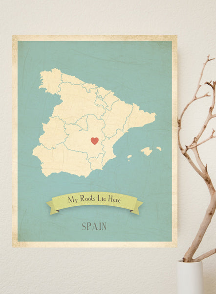 My Roots Personalized Country Maps Print, Educational, Playroom Decor