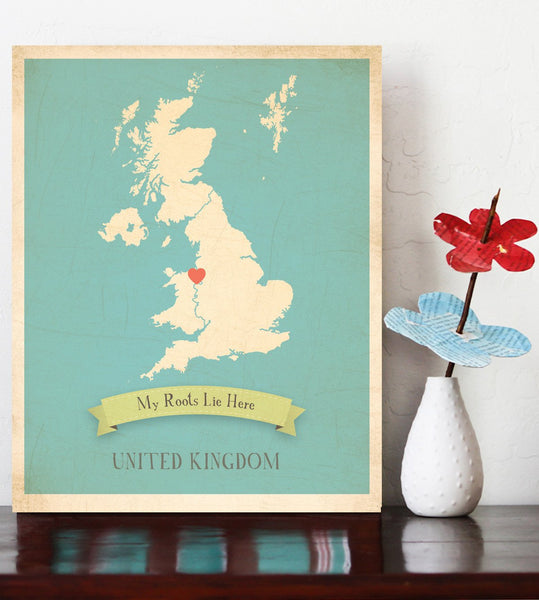 My Roots Personalized Country Maps Print, Educational, Playroom Decor