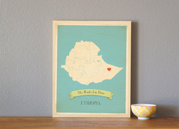 My Roots Personalized Country Maps Print, Educational, Playroom Decor