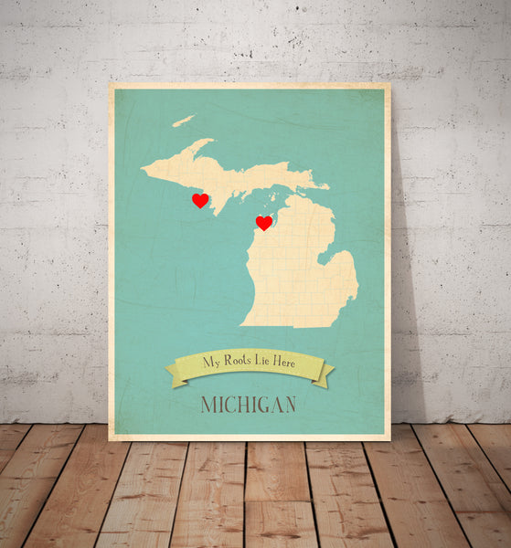 My Roots Personalized State Maps Prints, Educational, Playroom Decor