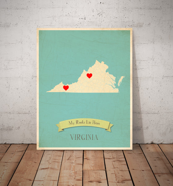 My Roots Personalized State Maps Prints, Educational, Playroom Decor