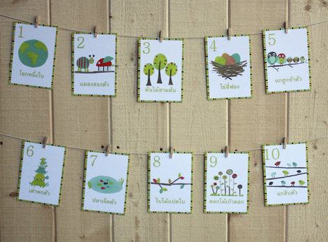 Multi Language Counting Wall Cards - Set of Ten 5 x 7 Wall Cards