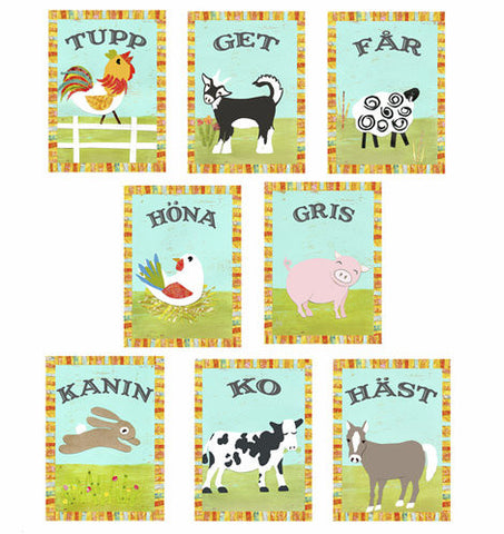 Swedish Farm Animal Cards  Set of 8