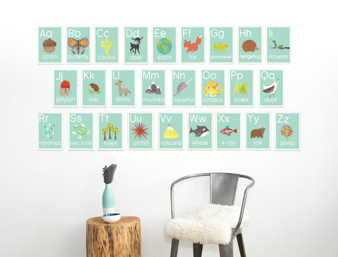 Nature Alphabet Wall Cards in English