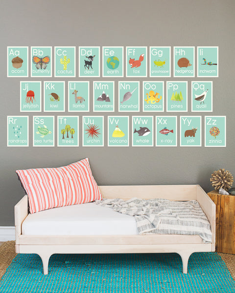 Nature Alphabet Wall Cards in English