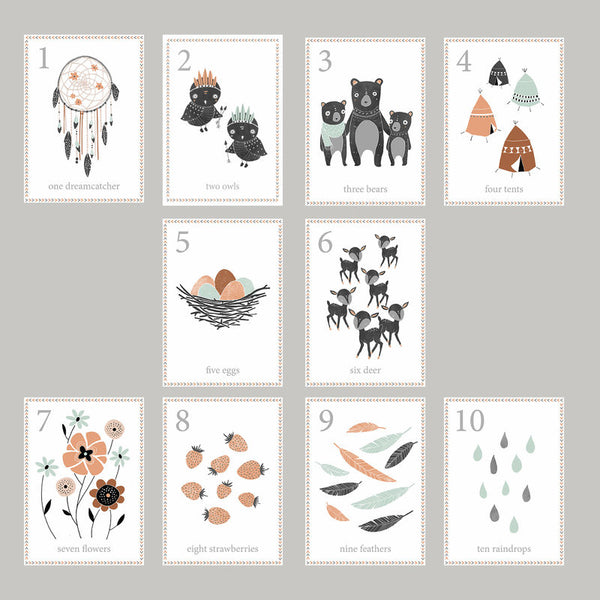 Boho Woodland Number Wall Cards