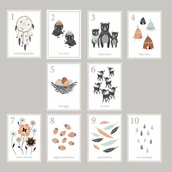 Boho Woodland Number Wall Cards