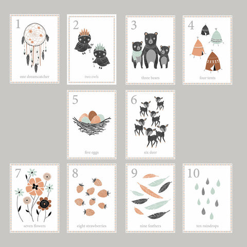 Boho Woodland Number Wall Cards