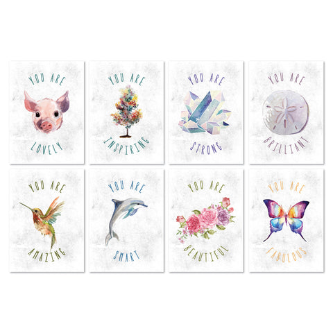 You Are Mini Collection Animals Watercolor, Set Of 8 5x7 Paper Prints